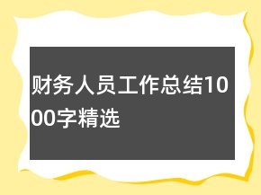 财务人员工作总结1000字精选