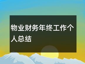 物业财务年终工作个人总结