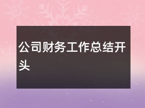 公司财务工作总结开头