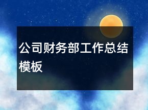 公司财务部工作总结模板