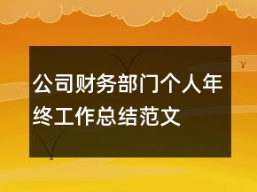 公司财务部门个人年终工作总结范文