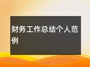 财务工作总结个人范例