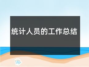 统计人员的工作总结