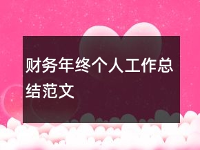 财务年终个人工作总结范文