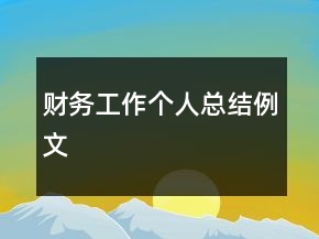 财务工作个人总结例文