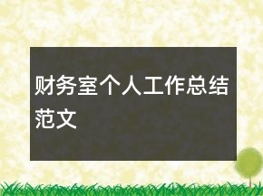 财务室个人工作总结范文
