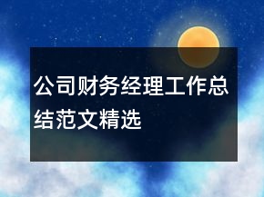 公司财务经理工作总结范文精选