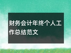 财务会计年终个人工作总结范文