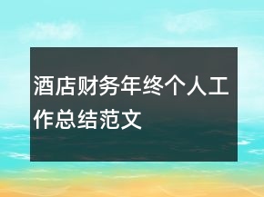 酒店财务年终个人工作总结范文