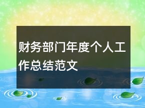 财务部门年度个人工作总结范文