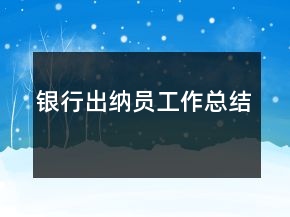 银行出纳员工作总结
