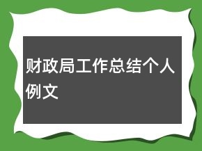 财政局工作总结个人例文