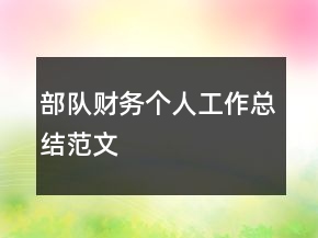 部队财务个人工作总结范文
