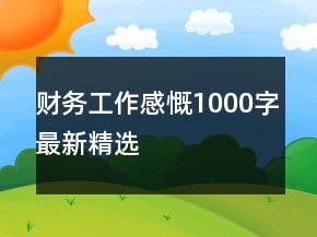 财务工作感慨1000字最新精选