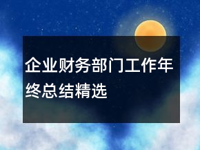 企业财务部门工作年终总结精选