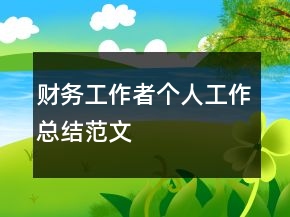 财务工作者个人工作总结范文