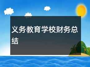 义务教育学校财务总结