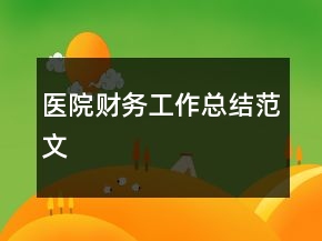 医院财务工作总结范文