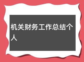 机关财务工作总结个人