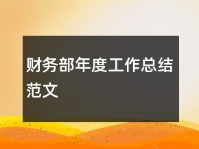 财务部年度工作总结范文