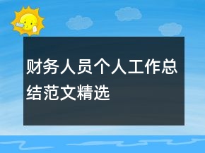 财务人员个人工作总结范文精选