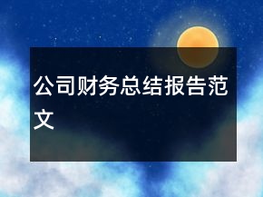 公司财务总结报告范文