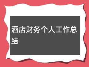 酒店财务个人工作总结