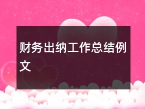 财务出纳工作总结例文