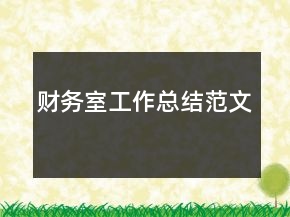 财务室工作总结范文