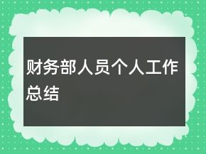 财务部人员个人工作总结
