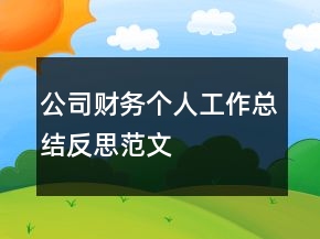 公司财务个人工作总结反思范文