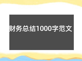 财务总结1000字范文