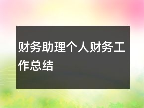 财务助理个人财务工作总结