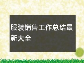 服装销售工作总结最新大全