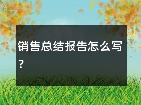 销售总结报告怎么写？