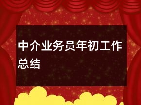 中介业务员年初工作总结