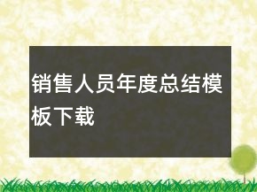 销售人员年度总结模板下载