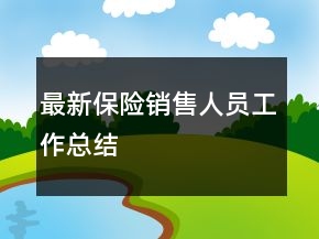 最新保险销售人员工作总结