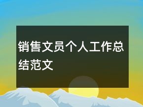 销售文员个人工作总结范文