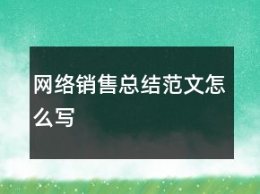 网络销售总结范文怎么写