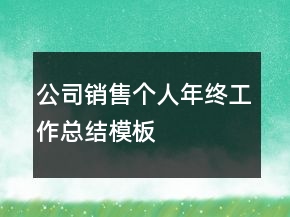 公司销售个人年终工作总结模板