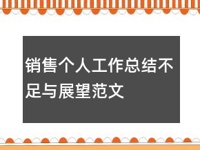 销售个人工作总结不足与展望范文