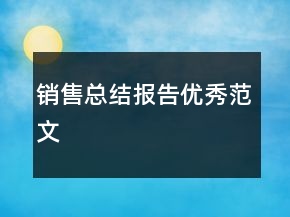 销售总结报告优秀范文