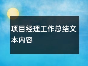 项目经理工作总结文本内容