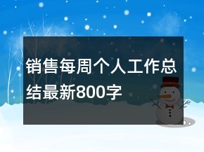 销售每周个人工作总结最新800字
