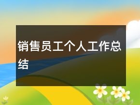 销售员工个人工作总结