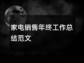 家电销售年终工作总结范文