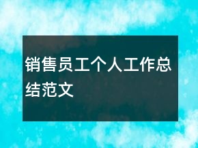 销售员工个人工作总结范文