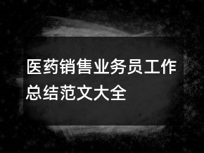 医药销售业务员工作总结范文大全