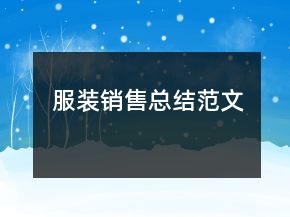 服装销售总结范文